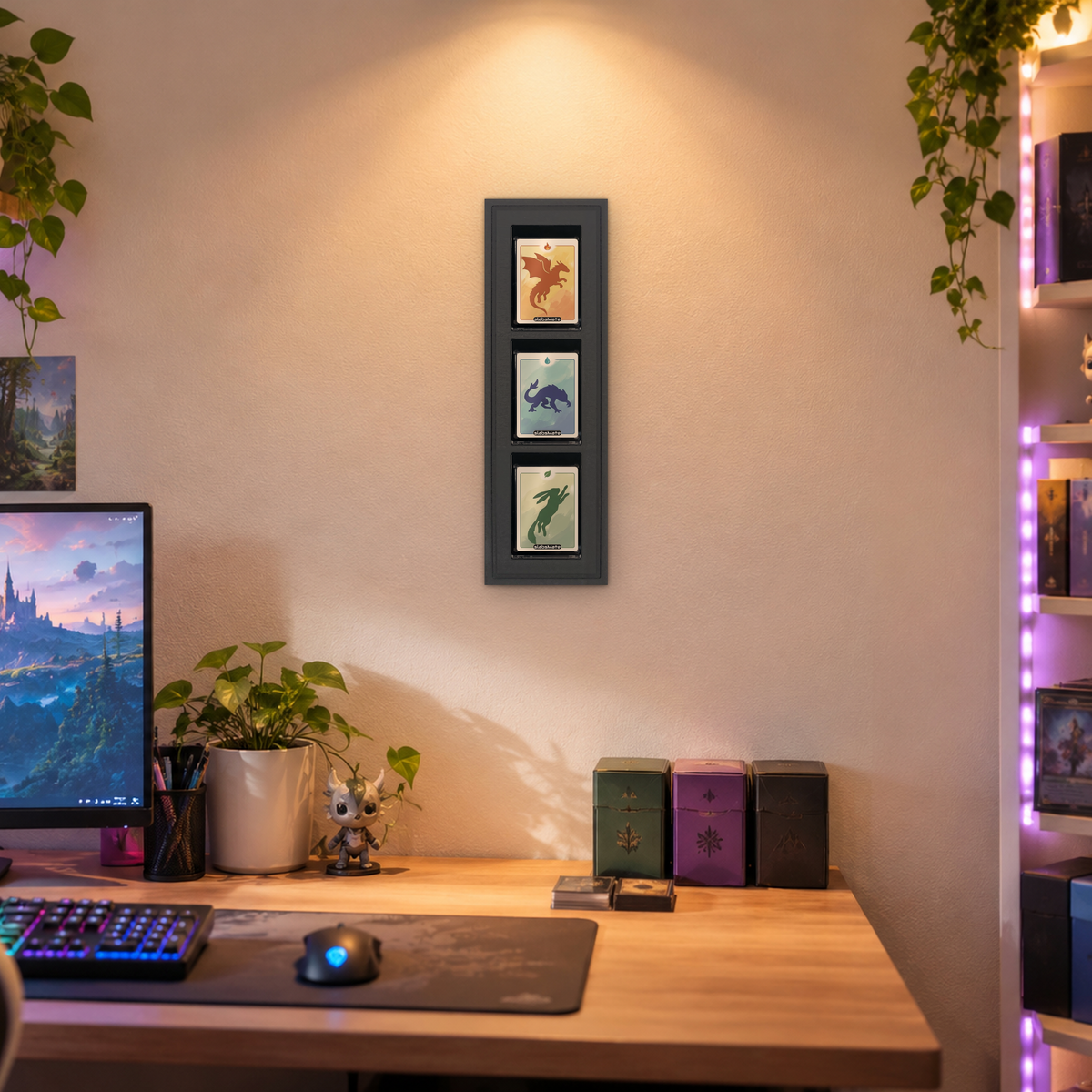 Mag Holder Frame 1 × 3 maßstabsgetreu an der Wand, KI-generiertes Raumbild
