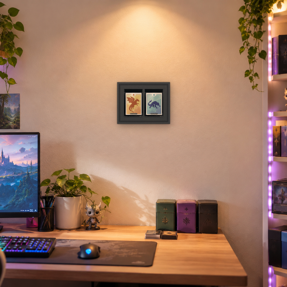 Mag Holder Frame 2 × 1 maßstabsgetreu an der Wand, KI-generiertes Raumbild