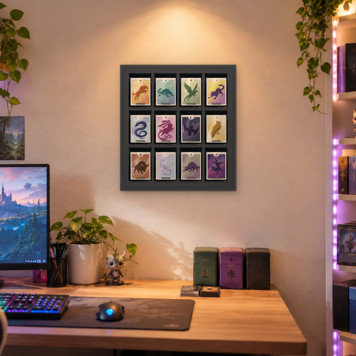 Mag Holder Frame 4 × 3 maßstabsgetreu an der Wand, KI-generiertes Raumbild