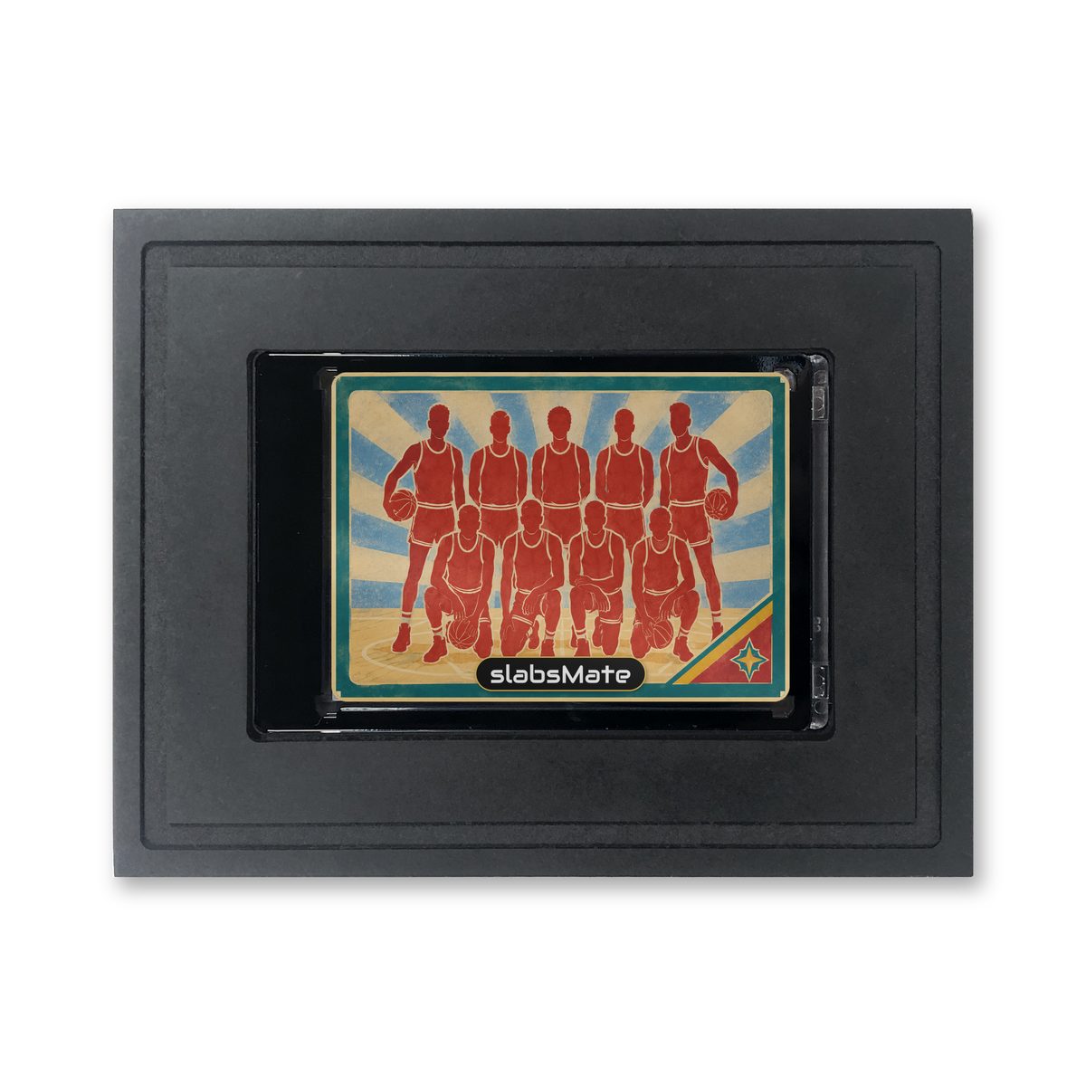 Mag Holder Frame 1 × 1 quer aufgehängt, mit einer Querkarte gefüllt
