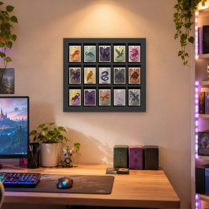 Mag Holder Frame 5 × 3 maßstabsgetreu an der Wand, KI-generiertes Raumbild