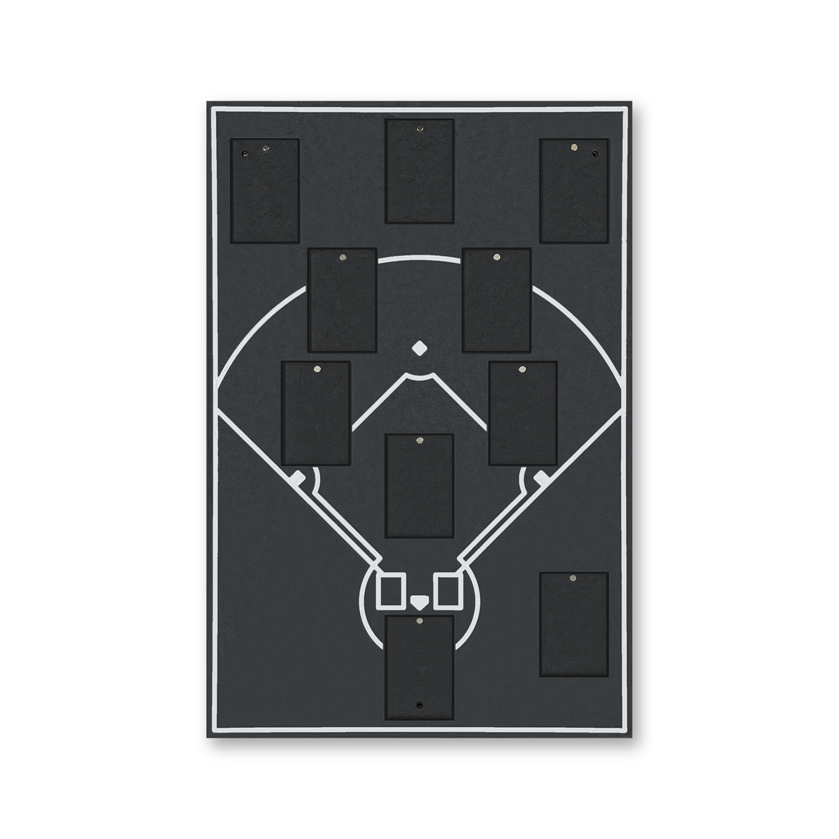 Baseball-Line-up-Rahmen leer, schwarz durchgefärbtes MDF mit weißen Spielfeldlinien