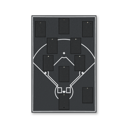 Baseball-Line-up-Rahmen leer, schwarz durchgefärbtes MDF mit weißen Spielfeldlinien