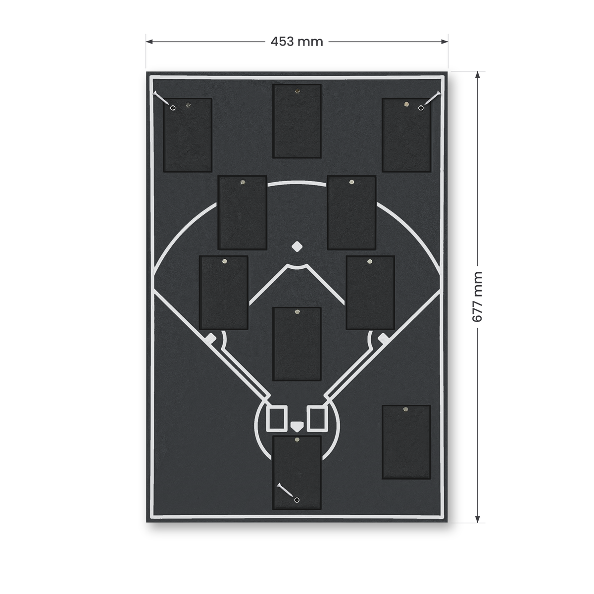 Baseball-Line-up-Rahmen mit Maßen 453 × 677 mm